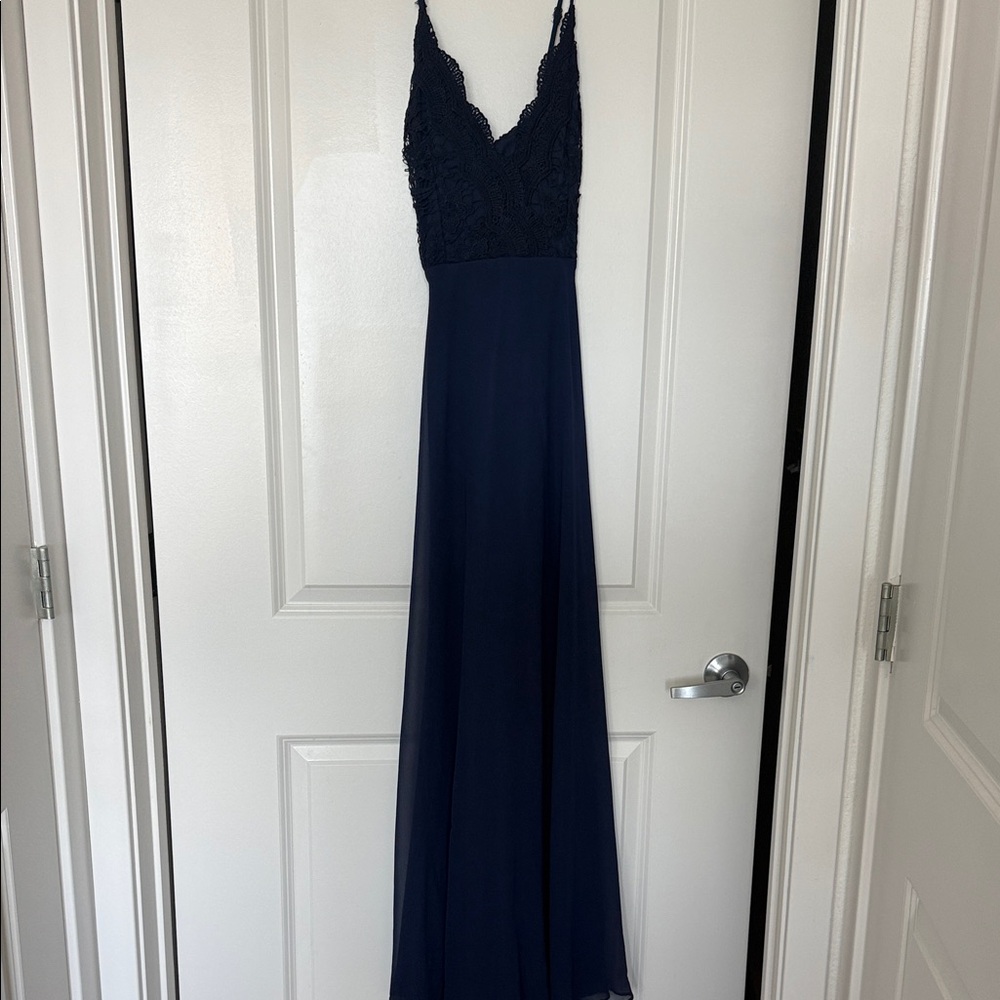 Lulu's Navy Blue Lace Maxi Dress